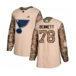 Adidas St. Louis Blues #78 Beau Bennett Authentic Camo Veterans Day Practice NHL Jersey