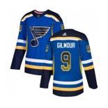 Adidas St. Louis Blues #9 Doug Gilmour Authentic Blue Drift Fashion NHL Jersey