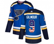 Adidas St. Louis Blues #9 Doug Gilmour Authentic Blue USA Flag Fashion NHL Jersey