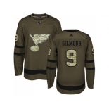 Adidas St. Louis Blues #9 Doug Gilmour Green Salute to Service Stitched NHL Jersey