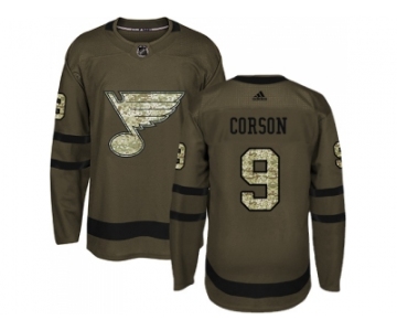 Adidas St. Louis Blues #9 Shayne Corson Green Salute to Service Stitched NHL Jersey