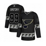 Adidas St. Louis Blues #99 Wayne Gretzky Authentic Black Team Logo Fashion NHL Jersey