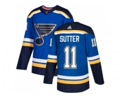 Men Adidas St. Louis Blues #11 Brian Sutter Blue Home Authentic Stitched NHL Jersey