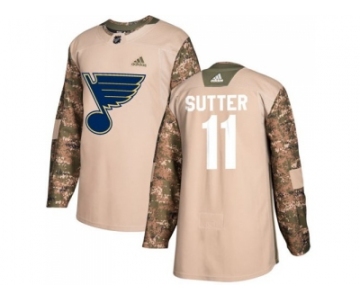 Men Adidas St. Louis Blues #11 Brian Sutter Camo Authentic 2017 Veterans Day Stitched NHL Jers