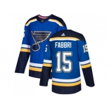 Men Adidas St. Louis Blues #15 Robby Fabbri Blue Home Authentic Stitched NHL Jersey