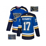 Men Adidas St. Louis Blues #17 Jaden Schwartz Blue Home Authentic Fashion Gold Stitched NHL Jersey