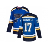 Men Adidas St. Louis Blues #17 Jaden Schwartz Blue Home Authentic Stitched NHL Jersey