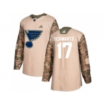 Men Adidas St. Louis Blues #17 Jaden Schwartz Camo Authentic 2017 Veterans Day Stitched NHL Jersey