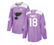 Men Adidas St. Louis Blues #18 Tony Twist Purple Authentic Fights Cancer Stitched NHL Jersey