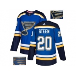 Men Adidas St. Louis Blues #20 Alexander Steen Blue Home Authentic Fashion Gold Stitched NHL Jersey