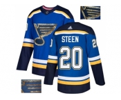 Men Adidas St. Louis Blues #20 Alexander Steen Blue Home Authentic Fashion Gold Stitched NHL Jersey