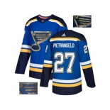 Men Adidas St. Louis Blues #27 Alex Pietrangelo Blue Home Authentic Fashion Gold Stitched NHL Jersey