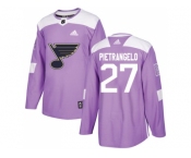 Men Adidas St. Louis Blues #27 Alex Pietrangelo Purple Authentic Fights Cancer Stitched NHL Jersey