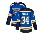 Men Adidas St. Louis Blues #34 Jake Allen Blue Home Authentic Stitched NHL Jersey