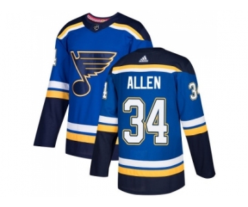 Men Adidas St. Louis Blues #34 Jake Allen Blue Home Authentic Stitched NHL Jersey