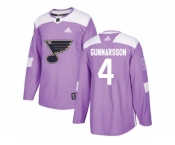 Men Adidas St. Louis Blues #4 Carl Gunnarsson Purple Authentic Fights Cancer Stitched NHL Jersey