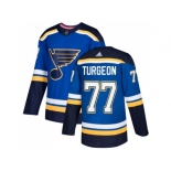 Men Adidas St. Louis Blues #77 Pierre Turgeon Blue Home Authentic Stitched NHL Jersey