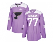 Men Adidas St. Louis Blues #77 Pierre Turgeon Purple Authentic Fights Cancer Stitched NHL Jersey