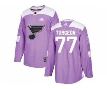 Men Adidas St. Louis Blues #77 Pierre Turgeon Purple Authentic Fights Cancer Stitched NHL Jersey