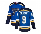 Men Adidas St. Louis Blues #9 Doug Gilmour Blue Home Authentic Stitched NHL Jersey