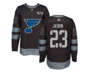 Men Adidas St.Louis Blues #23 Dmitrij Jaskin Black 1917-2017 100th Anniversary Stitched NHL Jersey