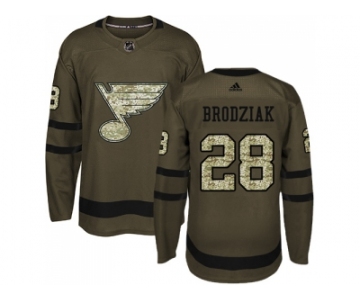 Men Adidas St.Louis Blues #28 Kyle Brodziak Green Salute to Service Stitched NHL Jersey