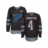 Men Adidas St.Louis Blues #4 Carl Gunnarsson Black 1917-2017 100th Anniversary Stitched NHL Jersey