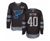 Men Adidas St.Louis Blues #40 Carter Hutton Black 1917-2017 100th Anniversary Stitched NHL Jersey