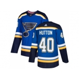 Men Adidas St.Louis Blues #40 Carter Hutton Blue Home Authentic Stitched NHL Jersey