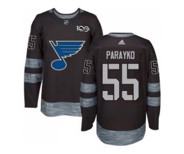 Men Adidas St.Louis Blues #55 Colton Parayko Black 1917-2017 100th Anniversary Stitched NHL Jersey