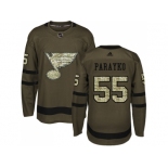 Men Adidas St.Louis Blues #55 Colton Parayko Green Salute to Service Stitched NHL Jersey