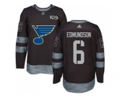 Men Adidas St.Louis Blues #6 Joel Edmundson Black 1917-2017 100th Anniversary Stitched NHL Jersey