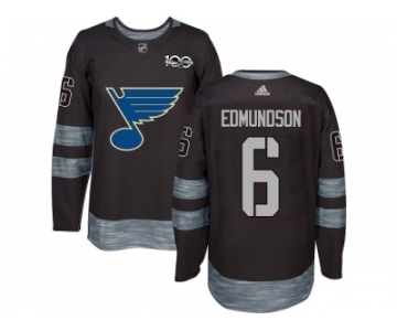 Men Adidas St.Louis Blues #6 Joel Edmundson Black 1917-2017 100th Anniversary Stitched NHL Jersey