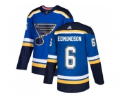 Men Adidas St.Louis Blues #6 Joel Edmundson Blue Home Authentic Stitched NHL Jersey