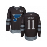 Men's Adidas St. Louis Blues #11 Brian Sutter Authentic Black 1917-2017 100th Anniversary NHL Jersey