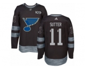 Men's Adidas St. Louis Blues #11 Brian Sutter Authentic Black 1917-2017 100th Anniversary NHL Jersey