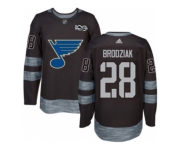 Men's Adidas St. Louis Blues #28 Kyle Brodziak Authentic Black 1917-2017 100th Anniversary NHL Jersey