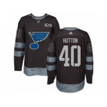 Men's Adidas St. Louis Blues #40 Carter Hutton Authentic Black 1917-2017 100th Anniversary NHL Jersey