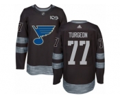 Men's Adidas St. Louis Blues #77 Pierre Turgeon Authentic Black 1917-2017 100th Anniversary NHL Jersey