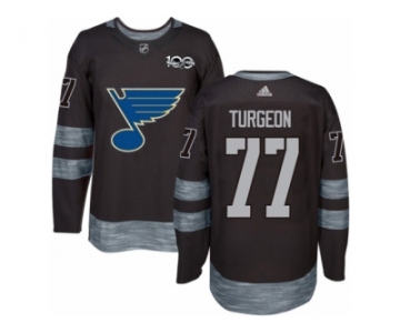 Men's Adidas St. Louis Blues #77 Pierre Turgeon Authentic Black 1917-2017 100th Anniversary NHL Jersey