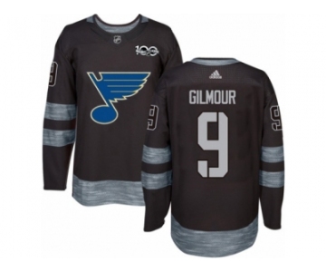 Men's Adidas St. Louis Blues #9 Doug Gilmour Authentic Black 1917-2017 100th Anniversary NHL Jersey