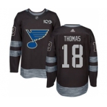 Men's Blues #18 Robert Thomas Black 1917-2017 100th Anniversary Stitched Hockey Jersey