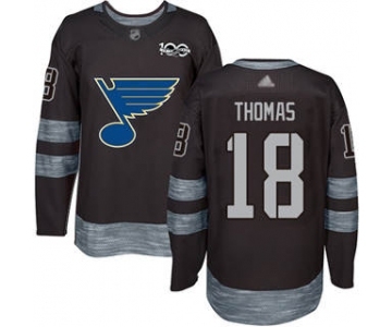 Men's Blues #18 Robert Thomas Black 1917-2017 100th Anniversary Stitched Hockey Jersey