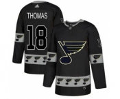 Men's Blues #18 Robert Thomas Black Team Logo Fashion Stitched Hockey Jersey