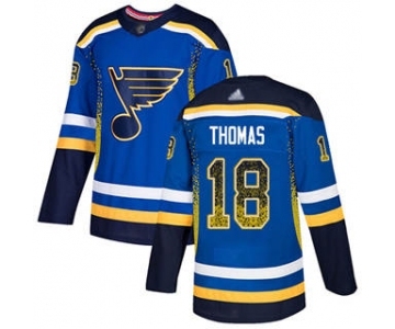 Men's Blues #18 Robert Thomas Blue Home Drift Fashion Stitched Hockey Jersey