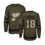 Men's Blues #18 Robert Thomas Green Salute to Service Stitched Hockey Jersey