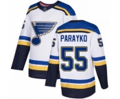 Men's Blues #55 Colton Parayko White Road Authentic Stitched Hockey Jersey