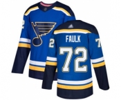 Men's Blues #72 Justin Faulk Blue Home Authentic Stitched Hockey Jersey