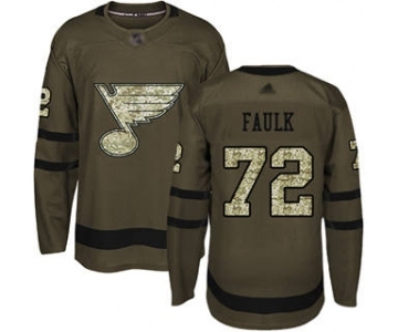 Men's Blues #72 Justin Faulk Green Salute to Service Stitched Hockey Jersey