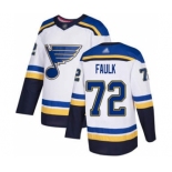 Men's Blues #72 Justin Faulk White Road Authentic Stitched Hockey Jersey